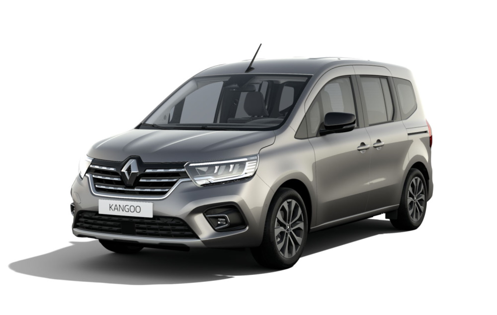 Renault Kangoo gris Cassiopée vue 3/4 avant – véhicule utilitaire léger et modulable